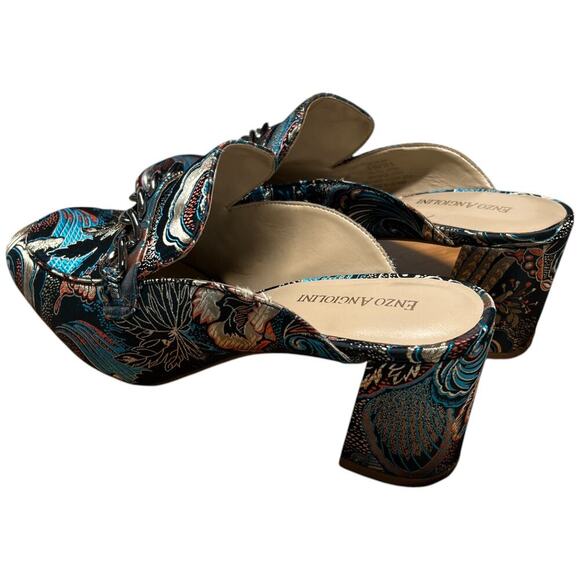 ENZO ANGIOLINI Gilian Women's 9.5 Brocade Floral Mules Black Print Fabric - Picture 4 of 16